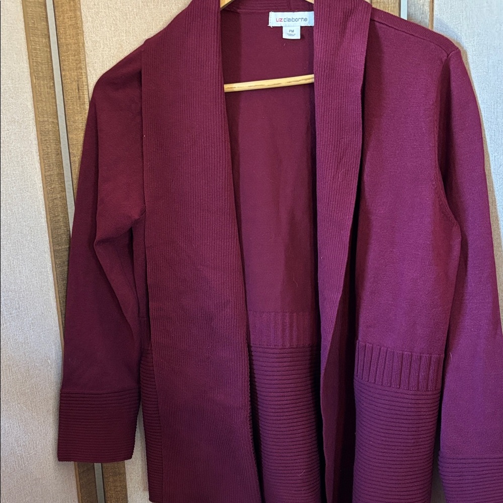 Liz Claiborne Women's Deep Plum Cardigan Petite Medium